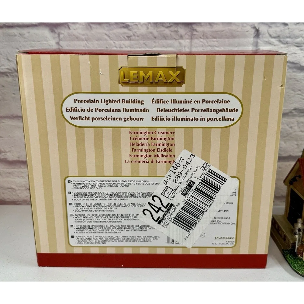Lemax Village Farmington Creamery Ice Cream Porcelain Lighted Building Lights Up